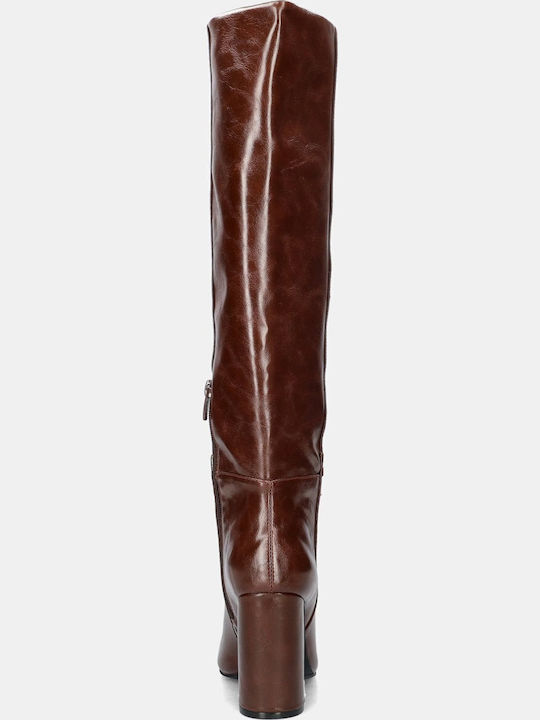 Synthetic Leather High Heel Women's Boots Krystal Tabac Brown