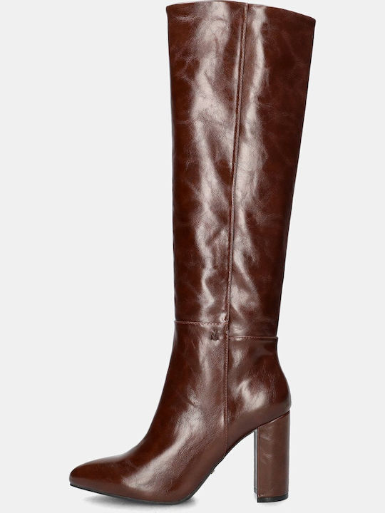 Synthetic Leather High Heel Women's Boots Krystal Tabac Brown