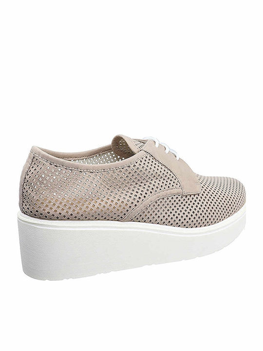 Leder Damen Oxfords in Silber Farbe