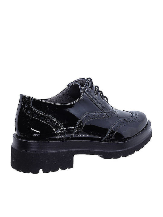 Δερμάτινα Γυναικεία Oxfords σε Μαύρο Χρώμα