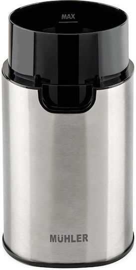 Muhler Elektrischer Kaffeemühle 150W mit einer Kapazität von 60gr Silber