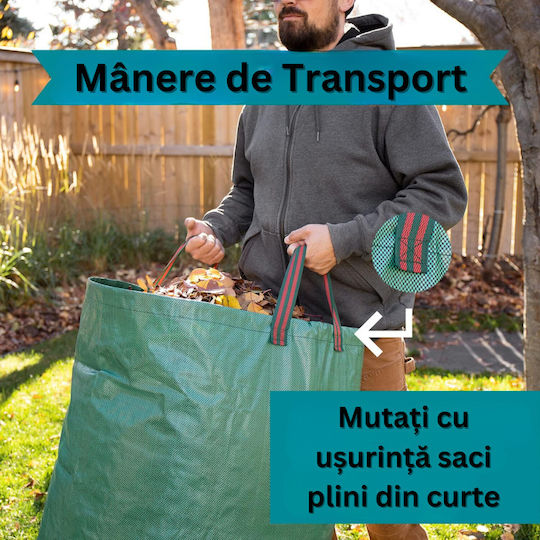Set 3 Coșuri de Grădină Mânere de Transport Pliabile Reutilizabile Rezistente la Apă Pentru Colectarea Frunzelor Iarba 86 X 67 Cm 300l Verzi