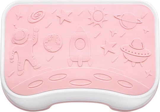 Fiziotab Space Booster Seat Non-slip Surface Handles Stool Type Use At Sink Bathroom Kitchen Pink