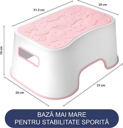 Fiziotab Ocean Booster Seat Non-slip Surface Handles Stool Type Use At Sink Bathroom Kitchen Pink