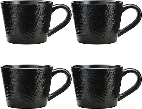 Navaris Becher Keramik Schwarz 350ml 4Stück