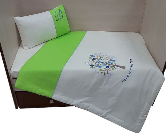 Beboulino Baby Crib Bedding Set Forever Happy 4pcs Green
