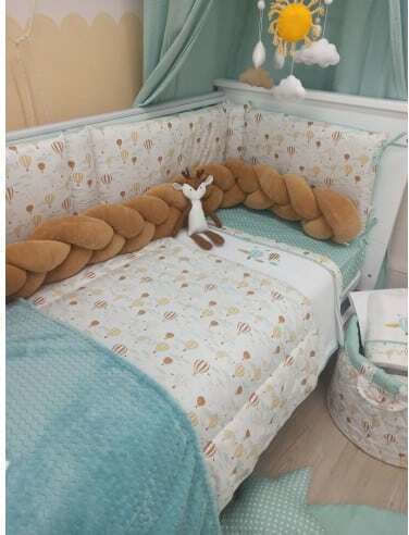 Baby Star Baby Crib Bedding Set Air Balloon 3pcs Turquoise