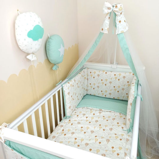 Baby Star Baby Crib Bedding Set Air Balloon 3pcs Turquoise