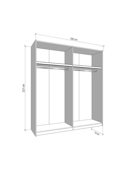 Double Door Wardrobe Gard 200 Cashmere 195x61x217cm