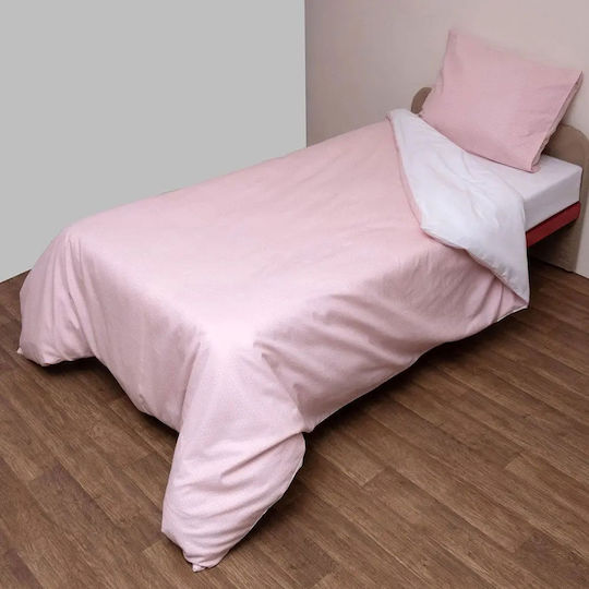 Viopros Set Lenjerii De Patut Bebe Pentru Cradle Din Flanel Roz-Alb 80x100cm 2 Bucăți