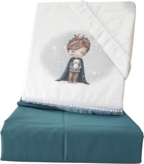 Borea Σετ Little King Λευκό 120x160εκ.