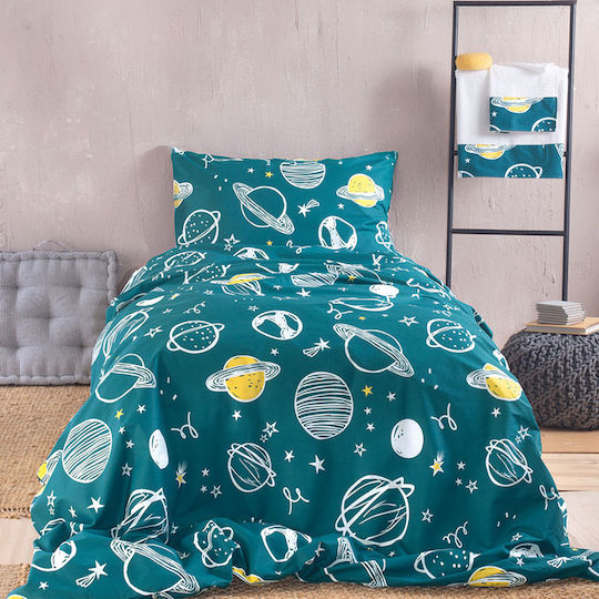 Rythmos Saturn Baby Sheet Cradle Cotton Petrol 80x110cm