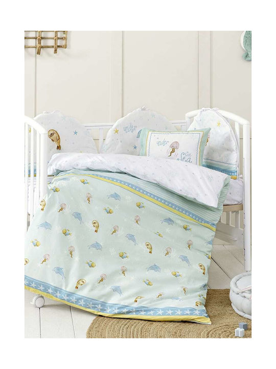 Nima Sea Love Baby Sheets Set Crib Cotton Fitted Turquoise 70x140cm 3pcs