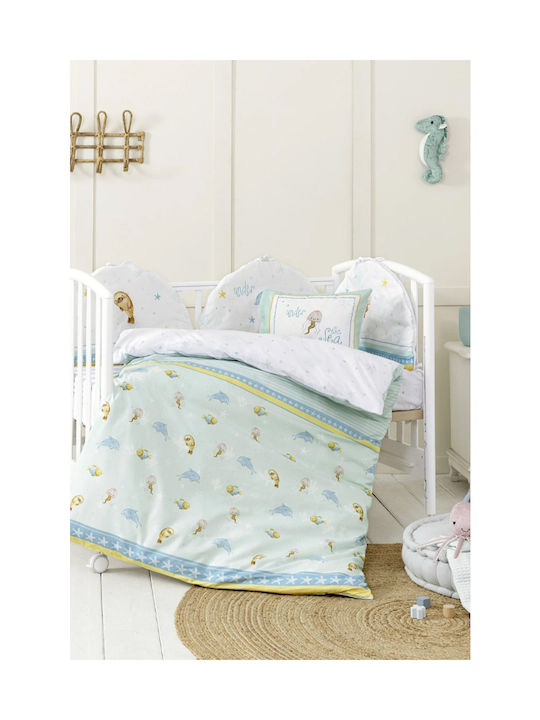 Nima Sea Love Baby Sheets Set Crib Cotton Fitted Turquoise 70x140cm 3pcs