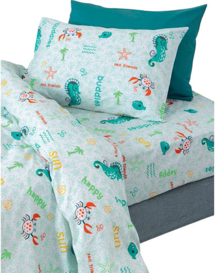 Palamaiki My Kingdom Baby Sheets Set Crib Cotton Fitted Turquoise 130x170cm 3pcs