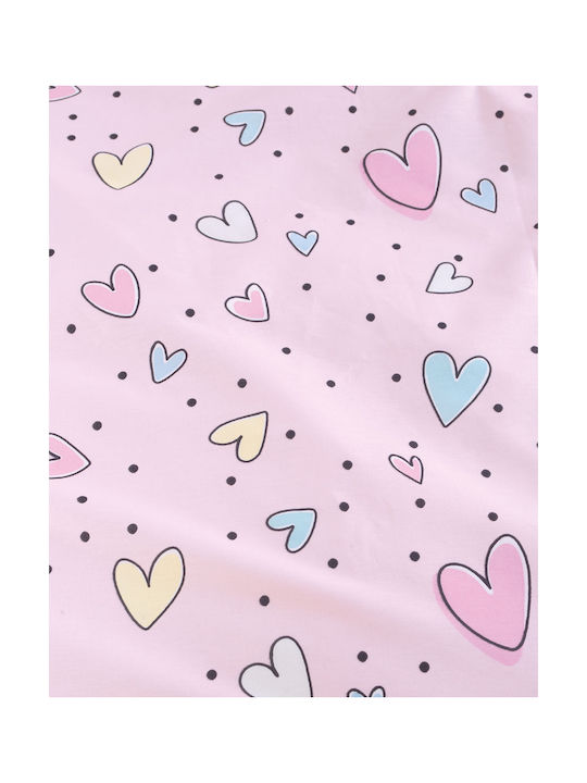 Rythmos Pop Hearts Бебешки Чаршаф За Количка Памук Розов 80x110бр
