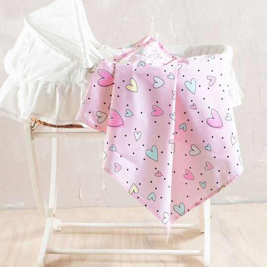 Rythmos Pop Hearts Бебешки Чаршаф За Количка Памук Розов 80x110бр