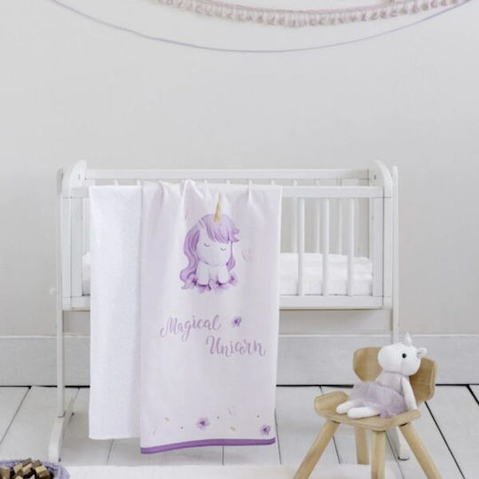 Nima Magical Unicorn Seturi de cearșafuri pentru bebeluși Pentru Cradle Bumbac Lila Albe 70x110buc