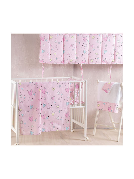 Rythmos Pop Hearts Бебешки Чаршаф За Количка Памук Розов 80x110бр