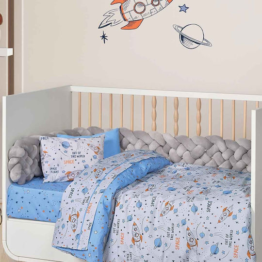 Das Home Σετ Βρεφικά Σεντόνια Κούνιας Βαμβακερά Blue, Grey, Orange 130x170εκ. 3τμχ