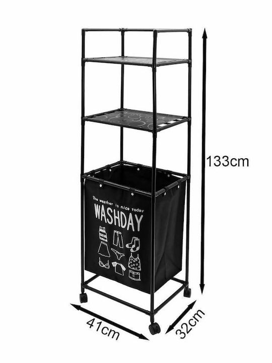 Floor Bathroom Shelf Metallic 41x32x133cm Black
