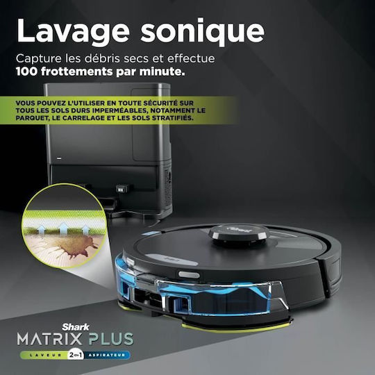 Shark Matrix Plus + Automatic Emptying System Robot Vacuum Cleaner with Laser Mapping Black