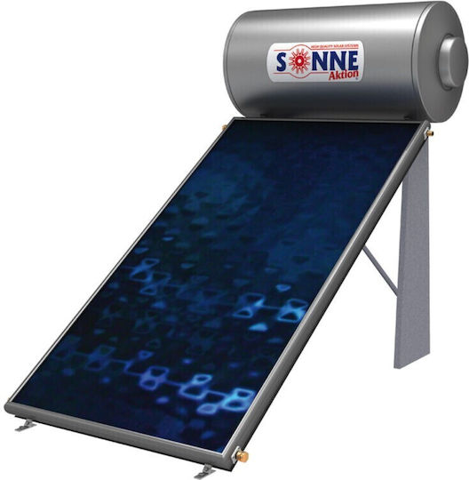 Sonne Atlas 300 Liter Glass Tank Solar Water Heater with Double Heating Sources and Horizontal Solar Collector 3.8m² Low Height
