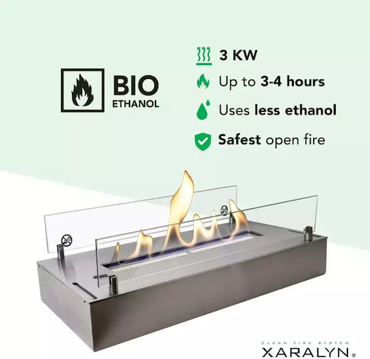 Xaralyn Burner L Επιδαπέδιο Τζάκι Βιοαιθανόλης Εσωτερικού / Εξωτερικού Χώρου Ασημί
