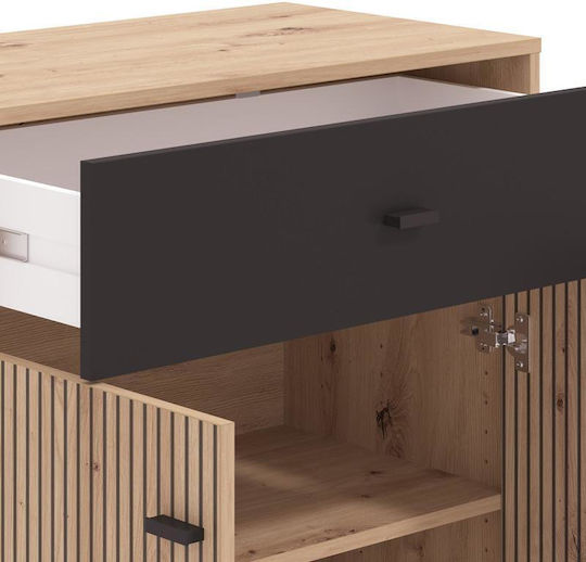 Sideboard Avignon 80 Wooden Artisan Oak-black 80x40x90cm