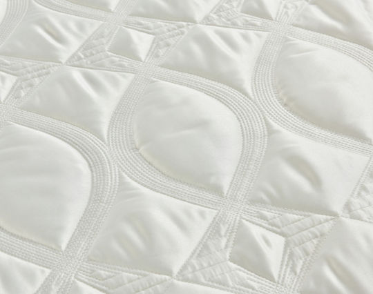 Monte Carlo Ivory Coverlet Set Liolios Home 250×240 Mattress Cases 50×70/2 Pieces 100% Silk/Satin & Quilted Embroidery