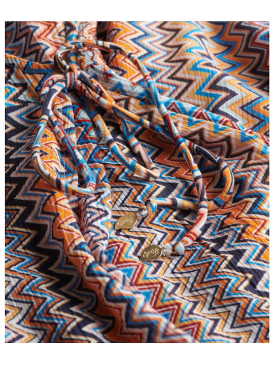 D3 Ovin Sommer Midi Kleid Wickel Mehrfarbig