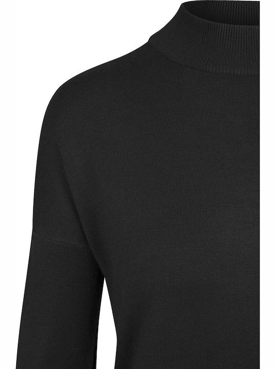 Mini Dress Turtleneck Black
