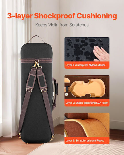 Vevor Case Violin Padded 4/4 Black