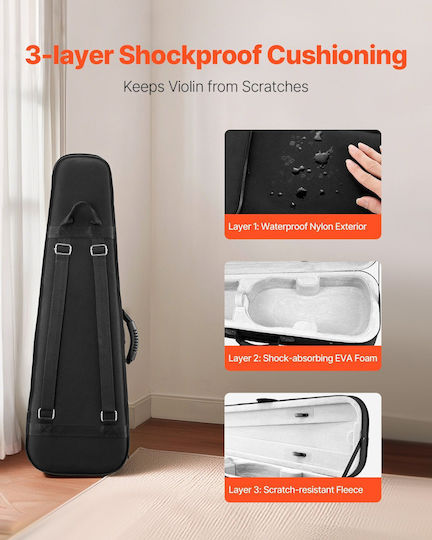 Vevor Waterproof Soft Padded Violin Case 4/4 Black