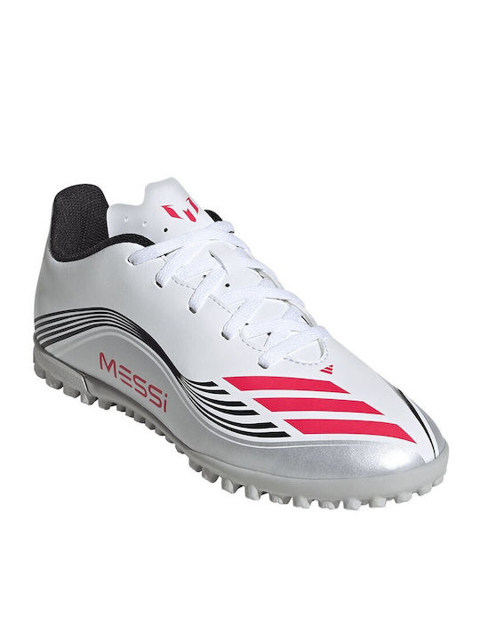 F50 Messi Club Kids Turf Soccer Shoes Cloud White / Lucid Red / Silver Metallic