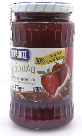 Zografos Strawberry Jam With Fructose No Sugar Added 415gr