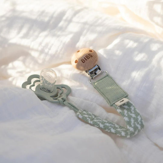 Bibs Pacifier Ribbon Paci Braid from Fabric Green