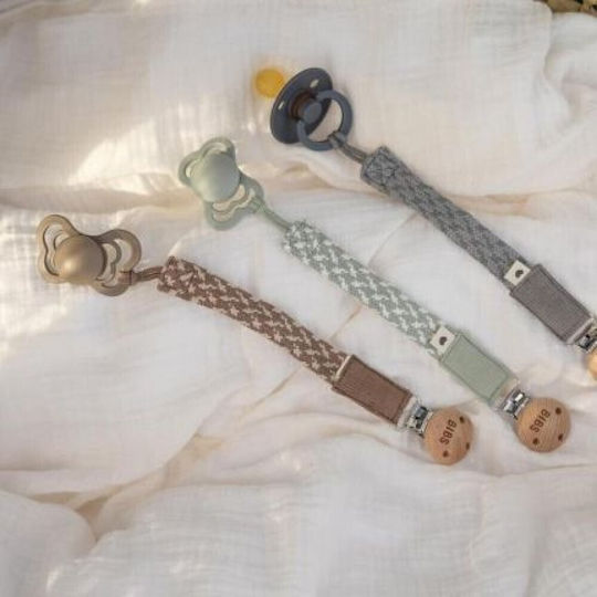Bibs Pacifier Ribbon Paci Braid from Fabric Green