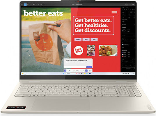 Lenovo Yoga 7 2-in-1 16AKP10 16 Zoll OLED Touchscreen 120Hz Ryzen AI 300 Serie-7 350/16GB/512GB SSD W11 Startseite Seashell US Tastatursprache