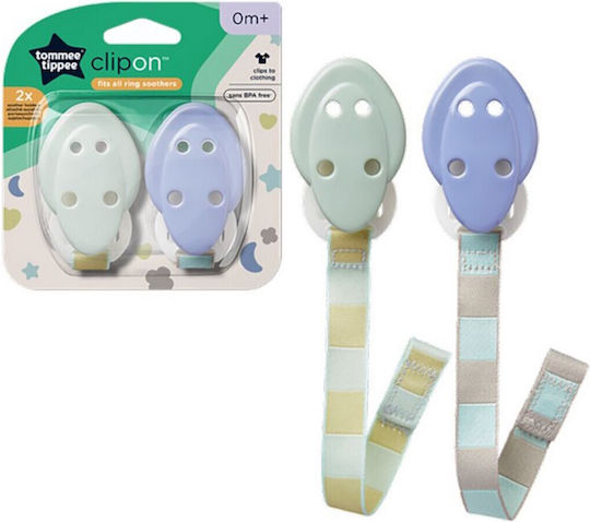 Tommee Tippee Лента за Биберон от Текстил Зелен / Син Син 2 Броя