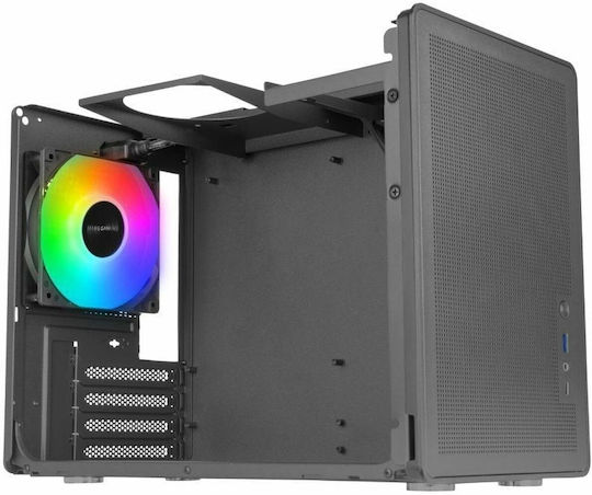 Mars Gaming MC-XPS Gaming Mini Tower Computer Case with Side Window and RGB Lighting Black