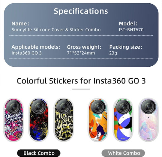 Insta360 Go 3 Sunnylife Cooling Silicone Case Skin Wrap Lens Cover Layer Μαύρο