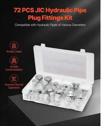 Vevor Kit Cu 72 Bucăți Accesorii Hidraulice Capace Și Dopuri Pentru Furtun Hidraulic 37° Jic