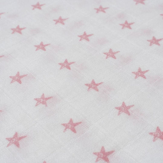 Interbaby Прегръщаща Пелена от Муселин White, Pink Бял 120x120см.