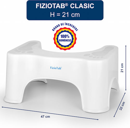 Taburet Fiziotab Pentru Toaletă Soluție Naturală Împotriva Constipației Hemoroizilor Înălțător Pentru Toaletă Poziție Corectă La Toaletă Alb Înălțime 21 Cm