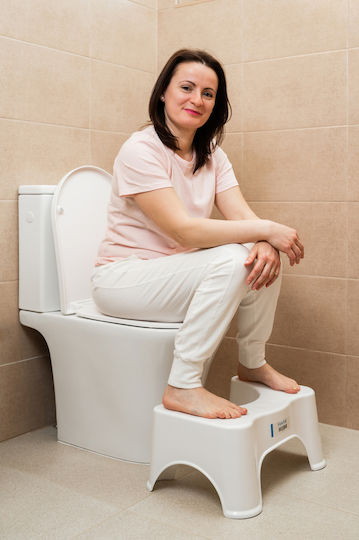Taburet Fiziotab Pentru Toaletă Soluție Naturală Împotriva Constipației Hemoroizilor Înălțător Pentru Toaletă Poziție Corectă La Toaletă Alb Înălțime 21 Cm