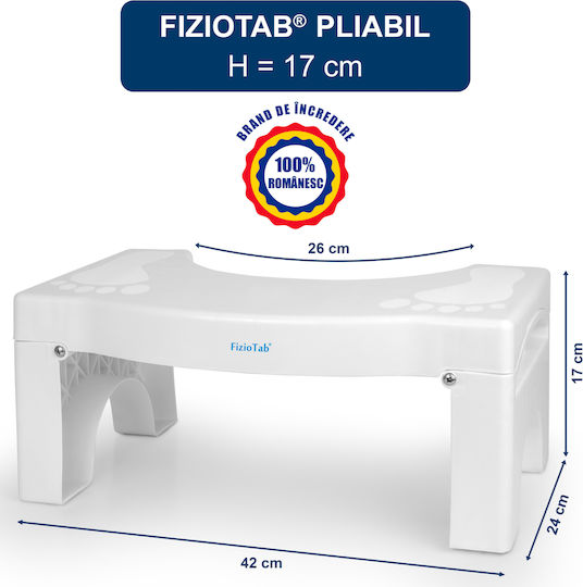 Taburet Toaletă Rabatabil Fiziotab Împotriva Constipației Hemoroizilor Suport Pentru Picioare Poziție Ghemuit Pe Toaletă Adulți Copii Plastic Durabil Alb Înălțime 17 Cm