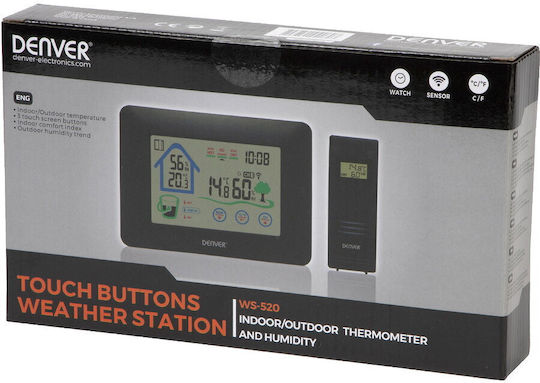 Denver WS-520 S0423119 Ασύρματος Μετεωρολογικός Σταθμός Ψηφιακός Επιτραπέζιος Μαύρος