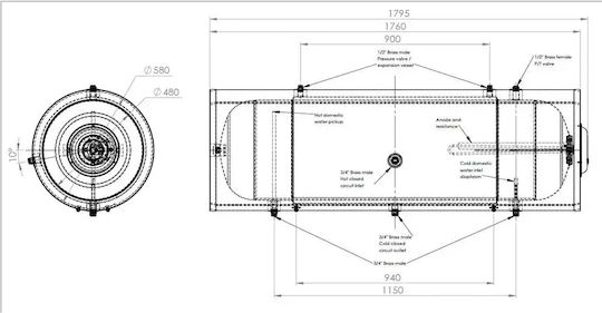 Panthermica Boiler Ηλιακού 300lt Glass Διπλής Ενέργειας