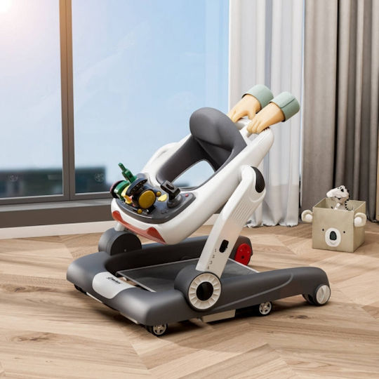 Bebe Star Baby Walker Train 3 in 1 with Music for 7+ Months Gray